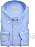 John Miller Heren Overhemd Lichtblauw Tricot Button Down Slim Fit