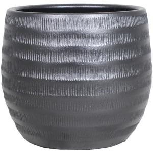 Floran Plantenpot - zwart - mat - keramiek - 24 x 21 cm   -