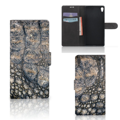 Sony Xperia XA Ultra Telefoonhoesje met Pasjes Krokodillenprint