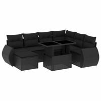 vidaXL 8-delige Loungeset met kussens poly rattan zwart