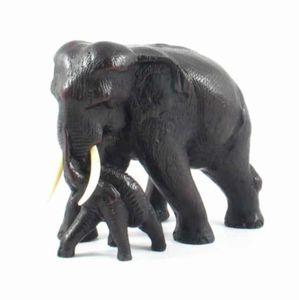 Beeld Polystone Olifant met Jong (20 cm)