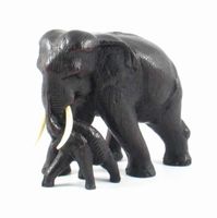 Beeld Polystone Olifant met Jong (20 cm) - thumbnail