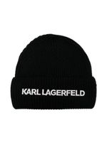 Karl Lagerfeld Kids bonnet nervuré à logo brodé - Noir - thumbnail