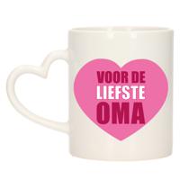 Cadeau koffie/thee mok voor oma - roze - hartjes oor - de liefste oma - keramiek - 300 ml - thumbnail