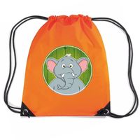 Olifant dieren trekkoord rugzak / gymtas oranje voor kinderen - thumbnail