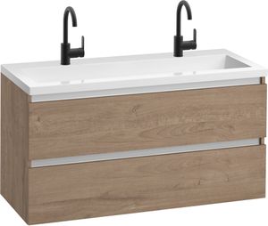 Saqu Gaia voorgemonteerd badmeubel met aluminium greeplijst incl. wastafel 120x51,5cm toffee