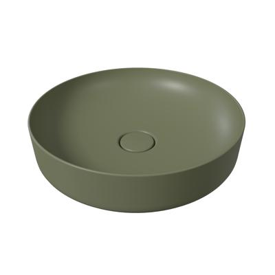 Salenzi Form ronde opbouw waskom met clickwaste mat legergroen 45cm Salenzi Form ronde opbouw waskom met clickwaste mat legergroen 45cm