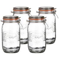 Weckpot/inmaakpot - 4x - 1.5L - glas - met beugelsluiting - D14 x H22 cm