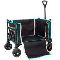 AKTIVE Opvouwbare strandwagen met offroad-wielen, binnenzak en reflecterende banden, stalen frame en polyesterweefsel, maximale belasting 60 kg, afmetingen 70 x 45 x 95 cm