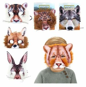 Animal world Dierenmasker met nepbont 6ass