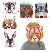 Animal world Dierenmasker met nepbont 6ass - thumbnail