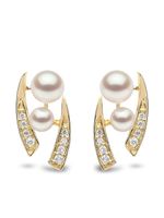 Yoko London puces d'oreilles Trend en or jaune 18ct ornées de diamants et de perles