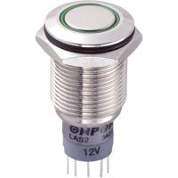 TRU COMPONENTS 701870 LAS2GQF-11E/G/12V/N/P Vandalismebestendige druktoets 250 V/AC 3 A 1x aan/(aan) Moment Groen IP67 1 stuk(s) - thumbnail