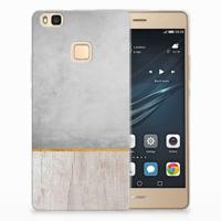Huawei P9 Lite Bumper Hoesje Wood Concrete