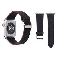 By Qubix - Dot Pattern Leren bandje - Zwart - Compatible met Apple Watch 44mm / 45mm / 46mm / 49mm - Compatible Apple watch bandjes
