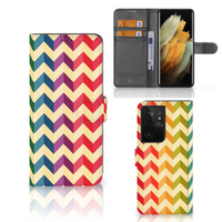 Samsung Galaxy S21 Ultra Telefoon Hoesje Zigzag Multi Color - thumbnail