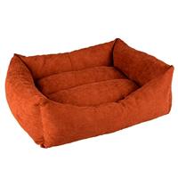 duvoplus, Rechthoekig hondenbed, Velvet Copper S, 55 x 43 x 19 cm, rood, milieuvriendelijk, vulling 100% gerecycled, antislip bodem, comfortabele en warme slaapplaats voor honden
