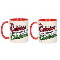 2x stuks grappige Kerstmis mokken calories dont count at Christmas 300 ml