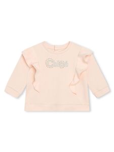 Chloé Kids sweat en coton biologique à logo brodé - Rose