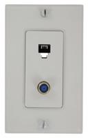 Leviton 40159-W Decora Telefoon/Videomuur Jack Assembly, 6P4C + F, Schroefklemmen, Wit