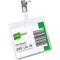 Durable 800319 Gesloten universele naambadge (met klem, 60 x 90 mm, kunststof) Verpakking 25 stuks, transparant, met clip.