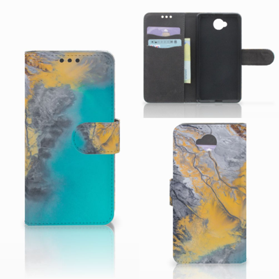 Microsoft Lumia 650 Bookcase Marble Blue Gold Microsoft Lumia 650 Bookcase Marble Blue Gold