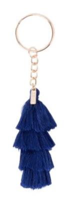 Doiy sleutelhanger Tassel 15,5 cm katoem/staal donkerblauw Doiy sleutelhanger Tassel 15,5 cm katoem/staal donkerblauw