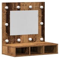 vidaXL Spiegelkast met plank Oud hout 62 x 31.5 x 62 cm Bewerkt hout, Badkameropslag, rustieke kast, wandspiegel, praktische wastafel, ruime organizer, stevig ingebouwde verlichting
