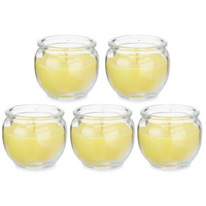 Citronella kaars in houder - 5x - glas - 20 branduren - D7.5 x H6 cm