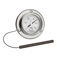 TFA Dostmann analoge roestvrijstalen pizzathermometer, 14.1036.60, geschikt voor pizzaoven, steenoven, houtoven of grill/rookoven, tot 500°C, met kabelsonde, reserveonderdeel of accessoire, zilver