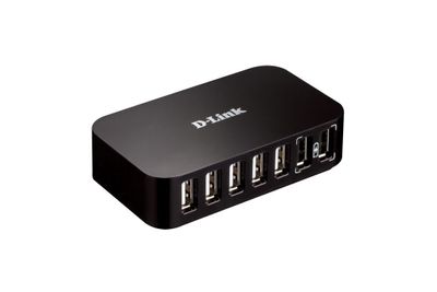 D-Link DUB-H7/E USB 2.0-hub 5 + 2 poorten Met snellaadpoort Zwart