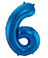 Folat - Blauwe Folieballon Cijfer 6-86cm