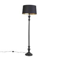 QAZQA Vloerlamp met katoenen kap zwart met goud 45 cm - Classico - thumbnail