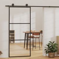 Schuifdeur 90x205 cm ESG-glas en aluminium zwart