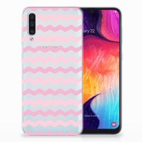 Samsung Galaxy A50 TPU bumper Waves Roze - thumbnail