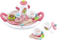 Tooky toy Houten Theeservies Wit/Roze 19-delig