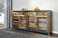 Uniek dressoir JAKARTA 160cm kleurrijk gerecycled massief hout van vissersboten - 40126