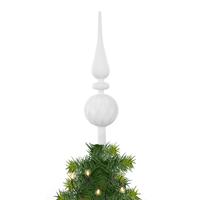 Kerstboom piek - gedecoreerd - wit - glas - 31 cm - kerstboompiek