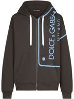 Dolce & Gabbana hoodie zippé à logo imprimé - Gris