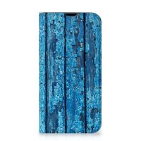 iPhone 13 Pro Book Wallet Case Wood Blue - thumbnail