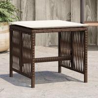 Tuinkrukken 4 st met kussens 41x41x36 cm poly rattan bruin - thumbnail