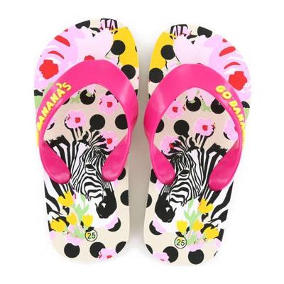 Go Banana's Zebra teenslippers roze/wit Go Banana's Zebra teenslippers roze/wit
