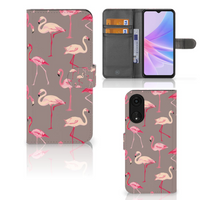 OPPO A78 5G | A58 5G Telefoonhoesje met Pasjes Flamingo - thumbnail