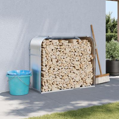 Haardhoutopslag 120x45x100 cm gegalvaniseerd staal zilverkleur