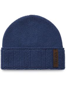 Zegna bonnet en maille nervurée - Bleu