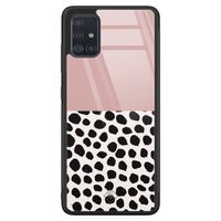 Samsung Galaxy A51 glazen hardcase - Pink dots