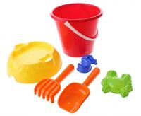 Happy People strandspeelgoed set in emmer 20 cm 6 delig rood