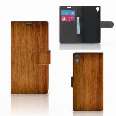 Sony Xperia Z3 Book Style Case Donker Hout