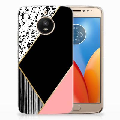 Motorola Moto E4 Plus TPU Hoesje Zwart Roze Vormen