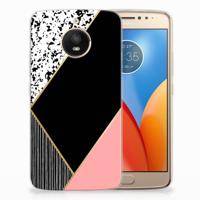 Motorola Moto E4 Plus TPU Hoesje Zwart Roze Vormen